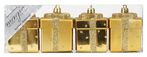 4 Stk. Kunststoff Geschenkbox 6,5cm ( gold ) // PVC bruchfest Christbaumkugeln Christbaumschmuck Deko Weihnachtskugeln Weihnachtsschmuck Baumschmuck Set von Magic