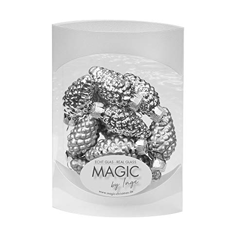 MAGIC 12 Zapfen 4,5 cm Glas Weihnachtsschmuck Weihnachtsdeko Christbaumkugeln Christbaumschmuck 45mm Farbe: Hazy Grey - grau von Magic