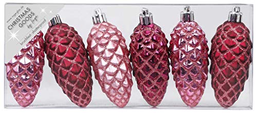 MAGIC 6 Kunststoff Zapfen 9cm Kunststoff bruchfest Christbaumkugeln Dekokugeln Weihnachtskugeln Baumkugeln Baumschmuck Set Berry Kiss (Beere Glanz/matt) von MAGIC