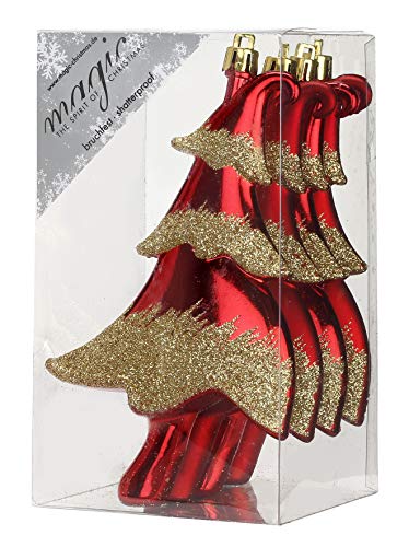 Magic 4 STK. Kunststoff Baum 14,5cm (rot) PVC bruchfest // Christbaumkugeln Christbaumschmuck Deko Weihnachtskugeln Weihnachtsschmuck Baumschmuck Set von Magic