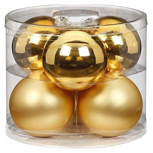 Magic Weihnachtskugeln Glas 10cm 6 STK. Christbaumkugeln Christbaumschmuck Farbe: Inkagold Glanz/matt von Magic
