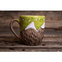 Bergbecher || Keramik Tasse Handgefertigt, Natur Keramik, Everest Tasse, Gerippte Handarbeit Unikat Öko Freundliche Ton Teetasse von MagicCeramicsShop