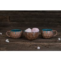 Set Einzigartiges Keramikgeschirr || Keramik Becher Handgemacht, Keramikschale, Keramikbecher, Türkisfarbene Keramik, Ton Gießbecher, Thanksgiving von MagicCeramicsShop