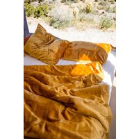 3 Stück Luxus Crushed Senfgelb Samt Bettbezug Boho Bedding Uo Twin/Full Queen von MagicHomes