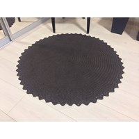Brauner Runder Teppich Gehäkelt Rundteppich Türmatte Kleiner Bereich Wohnzimmer Schlafzimmer Häkelteppich Kinder Braun Matte von MagicKnitShop