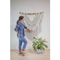 Große Makramee Wandbehang Mit Fransen Gewebte Wand Kunst Dekor von MagicKnitShop