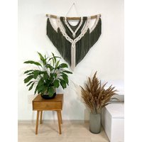 Makramee Wandbehang, Grüne Wanddekor, Boho Dekor, Einweihungsgeschenk, Modernes Makramee, Wandkunst von MagicKnitShop