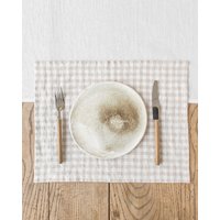 Leinen Tischset 2-Er Set in Natur Kariert | Karierte Tischsets Dekoratives Im Landhausstil von MagicLinen