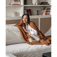 Zimtwaffel Leinenüberwurf - Rostbraune Sofadecke Kuschelige Stonewashed Bettdecke Erdfarbener Couchüberwurf Warmer Herbstlicher Akzent von MagicLinen