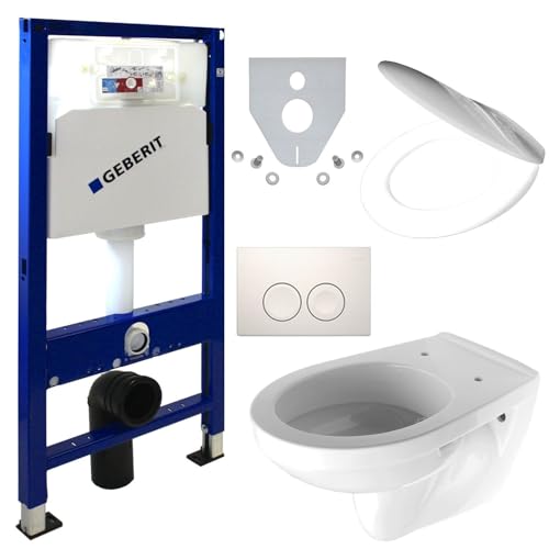 Geberit Duofix Vorwandelement + Tiefspül WC + Delta 25 + WC Sitz - WC Komplett Set von MagicSAN