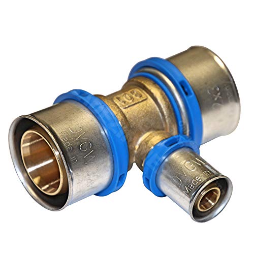 EasyPRESS Pressfitting T-Stück mittig reduziert DVGW für Mehrschichtverbundrohr u. PE-RT (Pressprofil: TH - Kontur) T-Stück mittig reduziert in (20 x 16 x 20 mm) von MagicSan EasyPRESS