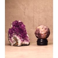Amethyst Planet Jupiter - Edelsteinkugel Mit Blaufluss-ständer von MagicTimeByLaura