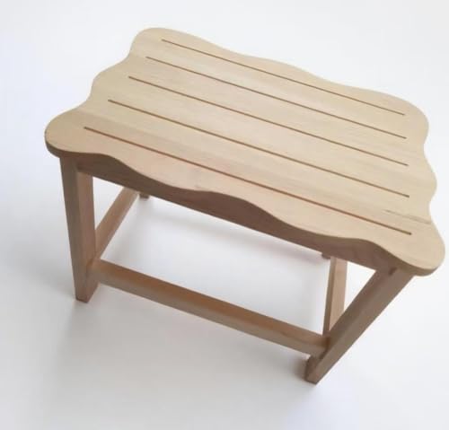 MagicWhims Rustikale Holzbank mit Wellenform, Klappbar, Naturholz, Dekorative Sitzbank von MagicWhims