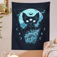 Wandteppich Mond Starry Tapestry Blume Motte Katze Tarot Floral Für Schlafzimmer Wohnzimmer Home Wand Decor 5 von MagicalMerchArt