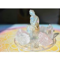Healing Soul Crystal-Grid | Mutter-Baby-Skulptur Mit Weiß-Goldenen Andara-Kristallen Inner Child Healing 5D Led-Podest | Usb von MagicalSoulArts