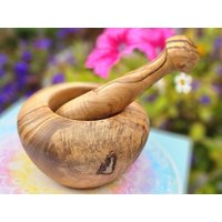 Traumhaft Schöner Olivenholz Mörser Mit Stößel | Handarbeit Nach Feng Shui 5D von MagicalSoulArts