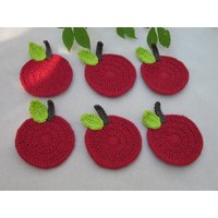 Rote Apfel Gehäkelte Untersetzer 6Er Set von MagicalStrings