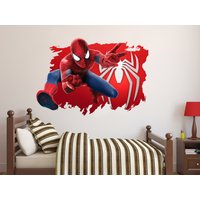 3D Zerschlagen Aufkleber Superheld Spiderman Loch in Der Wand Kinderzimmer Dekor Superhero Wandtattoo von MagicalWorldDecals
