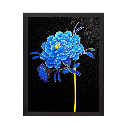 Magicaldiy Filigranes Cloisonne-Emaille-Malerei-Set, DIY blaue Pfingstrose, Heimdekoration, Malerei, vorgezeichnetes Gemälde für Erwachsene, 27,9 x 33 cm (B x L), FE001 von Magicaldiy