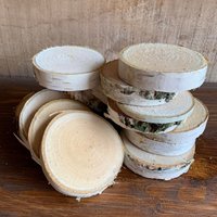 Set 10 Weiße Untersetzer Aus Birkenholz Birkenholzscheiben Naturholzuntersetzer Birkenscheiben von MagicbirchShop