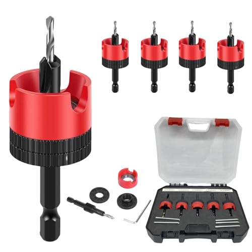 Magicbox 5 Stück Bohrer mit Senker mit Tiefenanschlag und Begrenzer, Einstellbare Konische Bohrer (2.8-4.0mm), High Speed Stahl & Wolfram Legierung für Sauberes, Scharfes Bohren, Tragbare Box Magicbox 5 Stück Bohrer mit Senker mit Tiefenanschlag und Begrenzer, Einstellbare Konische Bohrer (2.8-4.0mm), High Speed Stahl & Wolfram Legierung für Sauberes, Scharfes Bohren, Tragbare Box von Magicbox