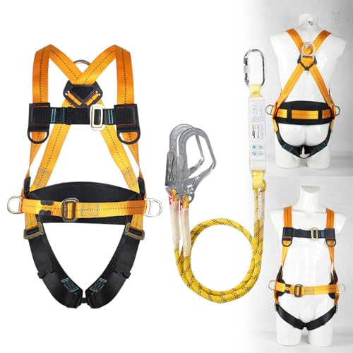 Magicbox Fallschutz Auffanggurt mit Verdickte Lendenwirbelstütze,180cm 150kg für Outdoor Baumklettern Bergsteigen Rettungsdienst Fallschutz Auffanggurt Absturzsicherung Sicherheitsgurt Set von Magicbox