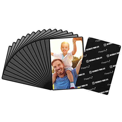Magnetische Fototaschen, Magiclfy 15 Stück Magnet Bilderrahmen Fotorahmen für Fotos Postkarten von 10 x 15 cm für Kühlschrank, Schwarz von Magicfly