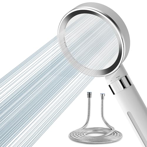 Magichome Duschkopf mit Schlauch, Hochdruck Duschkopf mit Filter Handbrause mit Stoppfunktion Wassersparend Chlor Verunreinigung entfernen, für hartes Wasser (Weiß) von Magichome