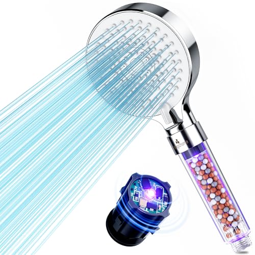 Magichome Duschkopf mit Filter 3 Schicht und 395nm - 400nm UV-Licht Handbrause 5 Strahlarten Hochdruck Duschkopf Wassersparend für Hartes Wasser,Rest-Chlor von Magichome
