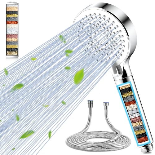 Magichome Duschkopf mit Filter in 20 Schichten, Handbrause 5 Strahlarten Hochdruck Sparduschkopf mit Schlauch Duschkopf Wassersparend für Hartes Wasser,Rest-Chlor,Schwermetall von Magichome