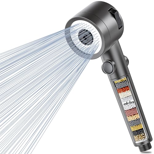 Magichome Duschkopf mit Filter in 20 Schichten Hochdruck Handbrause 3 Strahlarten Duschkopf Wassersparend mit Stoppfunktion für Entfernen vom harten Wasser, Rest-Chlor, Bakterien und Schwermetall von Magichome
