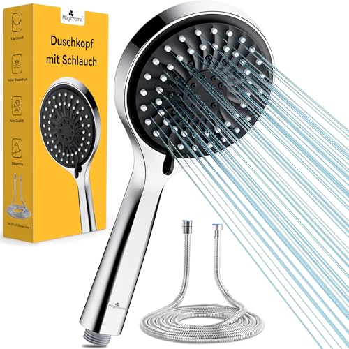 Magichome Duschkopf mit Schlauch 59", Hochdruck Duschkopf, 5 Strahlarten Handbrause, Duschkopf Wassersparend Duschkopf Groß Sparduschkopf, Schwarz von Magichome