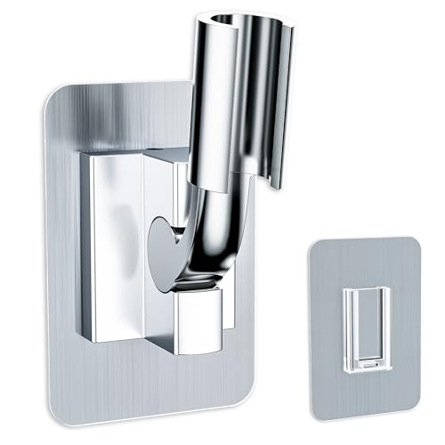 Magichome Duschkopfhalterung ohne Bohren, Duschhalterung Verstellbar Vertikale Bewegung um 45°Horizontale 180°Universal Duschkopfhalter, Brausehalter Ersatz mit extra Klebestreifen von Magichome