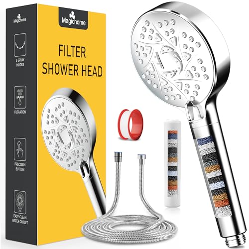 Magichome Duschkopf mit Filter 20-stufiger Filtration, 6 Strahlarten Duschkopf Wassersparende mit Schlauch 2m Universelle Hochdruck Handbrause, Enthärtet Hartes Wasser mit Extra Austauschbarem Zubehör von Magichome