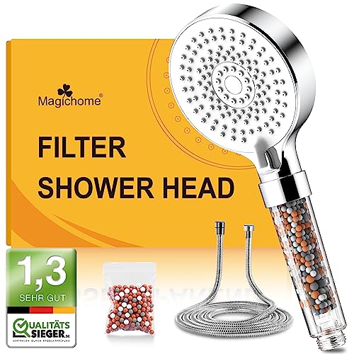 Magichome Duschkopf mit Schlauch 2M,Duschkopf mit Filter 5 Strahlarten Handbrause Wassersparende und Druckerhöhende Duschbrause mit 3-Lagen-Filtration und Ersatz-Filterperlen von Magichome