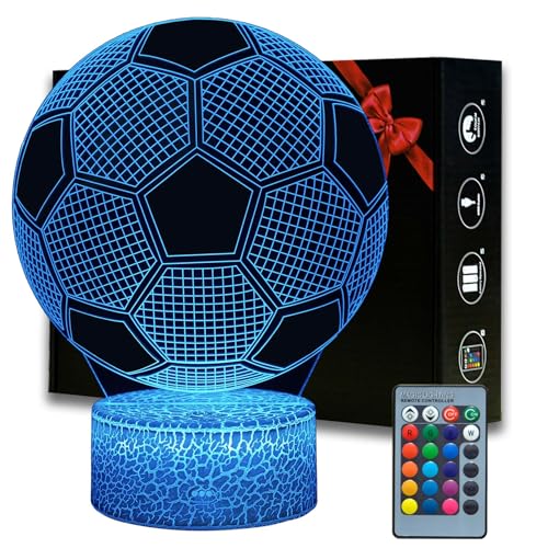 Magiclux Fußball Geschenke Nachtlicht 3D Optische Täuschung Lampe mit Fernbedienung 16 Farben Ändern Fußball Geburtstag Weihnachtsidee für Fußball Fan Jungen Mädchen Teenager Männe von Magiclux