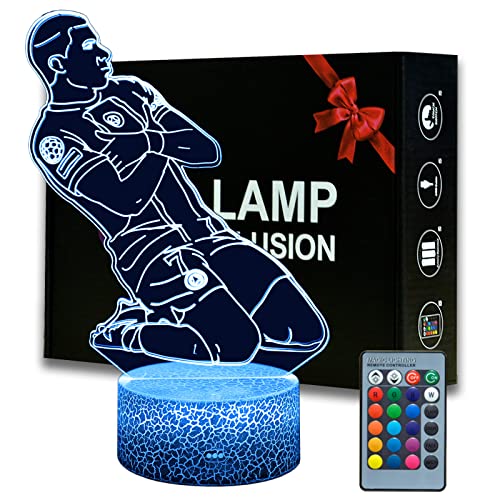 Magiclux Französischer Fußballer Nr.7 Nachtlicht 3D Optische Täuschung Lampe mit Fernbedienung 16 Farben Ändern Geburtstag Weihnachtsidee Geschenke für Fußball Fan Jungen Mädchen Teenager Männe von Magiclux