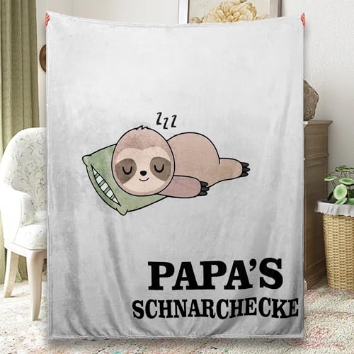 Magicoco Papa Kuscheldecke Geschenke für Papa, Faultier Wohndecke von Tochter Sohn, Papa's SCHNARCHECKE Decke für Mann Vatertag Geburtstag, Vatertagsgeschenk für Papa von Magicoco
