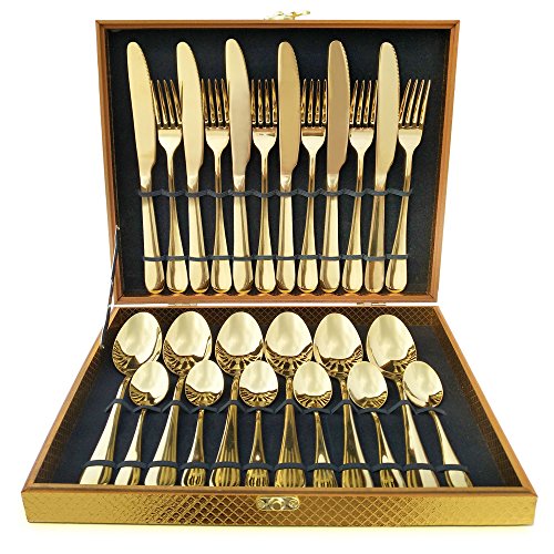 Magicpro Besteck Set, Gold Besteck Set, Edelstahl Set Service für 6 Personen, 24 Stück Esszimmer Besteck von MagicPro