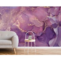 Lila Fluid Marmor Wand Poster Wohnzimmer Wandbild Gold Tapete Selbstklebende Schlafzimmer Tapetenrollen Design von MagicwallsWallpaper