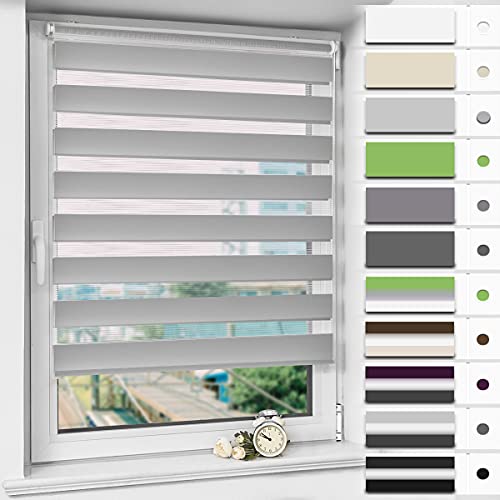 Magiea Doppelrollo Klemmfix ohne Bohren & mit Bohren, (Grau 70x150cm) Duo Rollo, Klemmrollo lichtdurchlässig und Blickdicht, Fensterrollo Sonnenschutzrollo für Fenster und Tür von Magiea