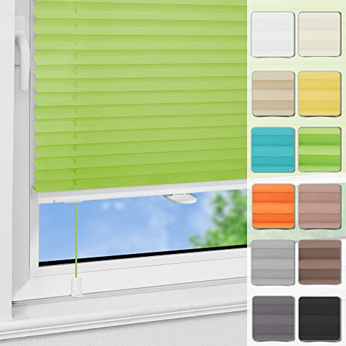 Plissee ohne Bohren Klemmfix 70x110cm Grün lichtundurchlässig Plisseerollo für Tür & Fenster Blickdicht Sichtschutz Sonnenschutz Rollo von Magiea