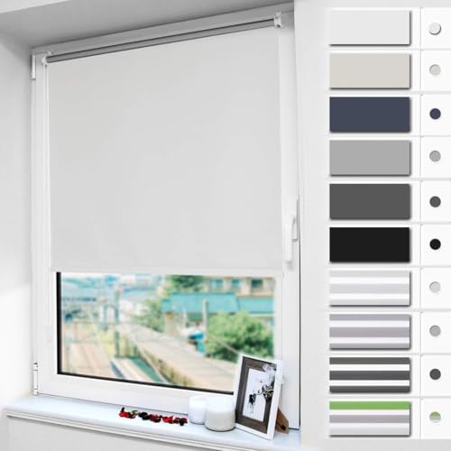 Magiea Verdunklungsrollo ohne & mit Bohren Klemmfix, Weiß B80 x H140 cm (Stoffbreite 75 cm), Klemmrollo Thermorollo, Innenrollo für Sonnen- und Sichtschutz, Rollos für Fenster & Tür von Magiea