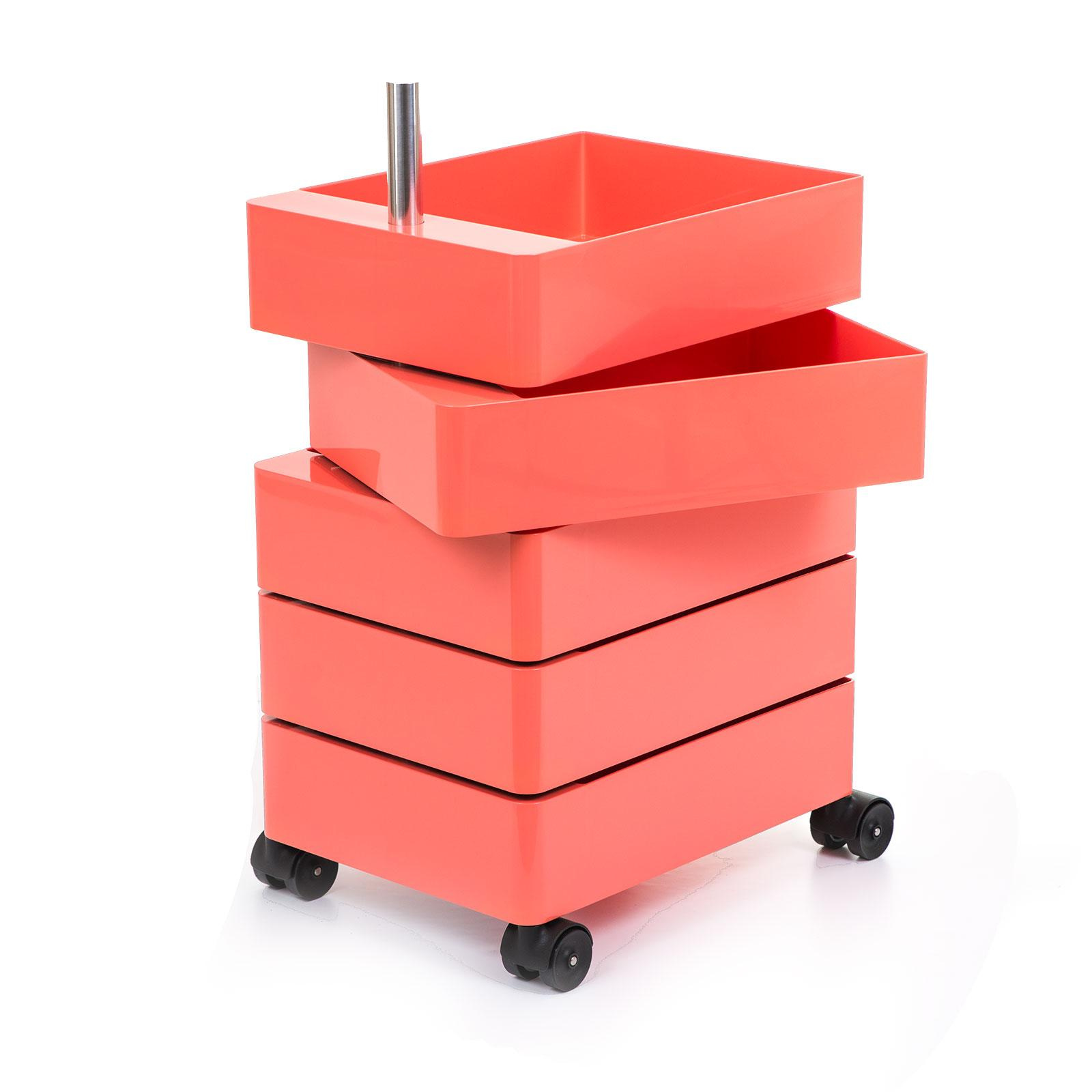 Magis - 360° Container 72 mit Rollen - rosa/glänzend/Rollen schwarz/BxHxT 32x72x46cm/inkl. Tablett/5 Schubladen von Magis
