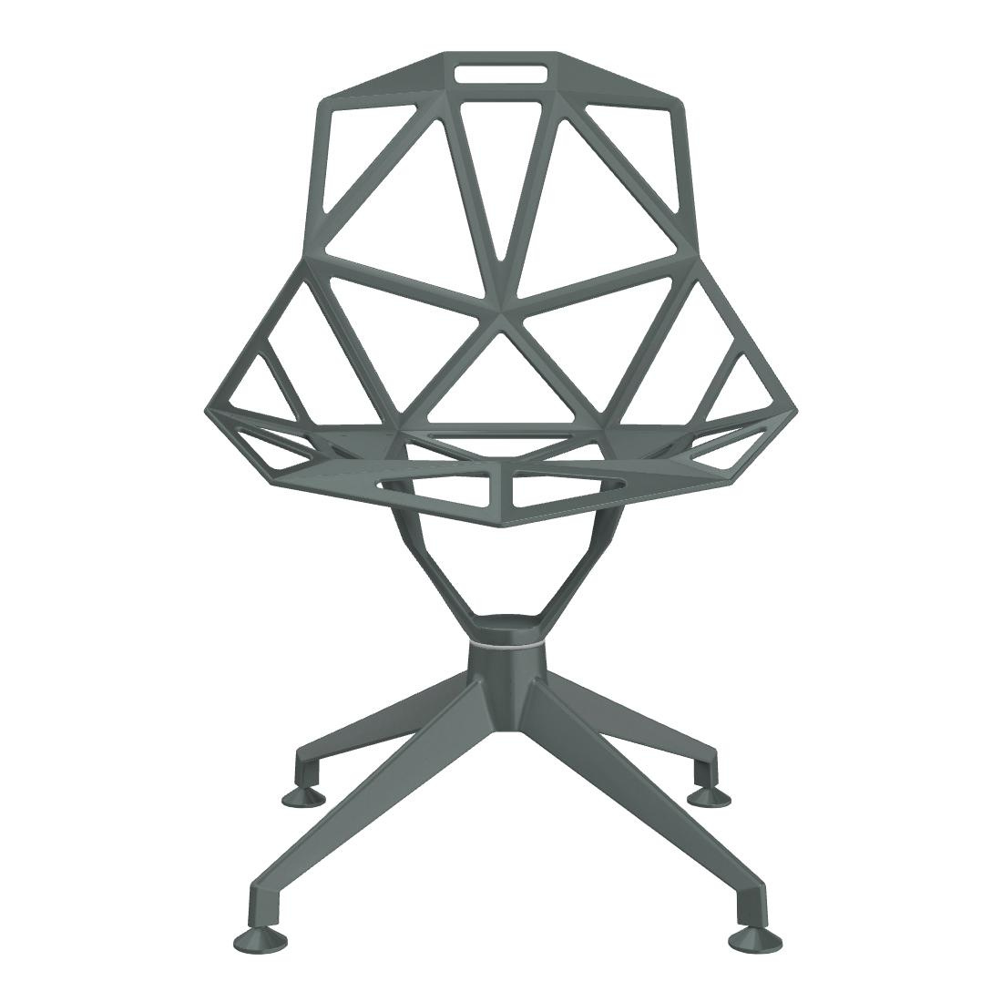 Magis - Chair One 4Star Drehstuhl Vierfußgestell - grau-grün/BxHxT 51x84x51cm/Titan und Polyester fluoriert lackiert/Gestell und Sitz aus Aluminium-Dr von Magis