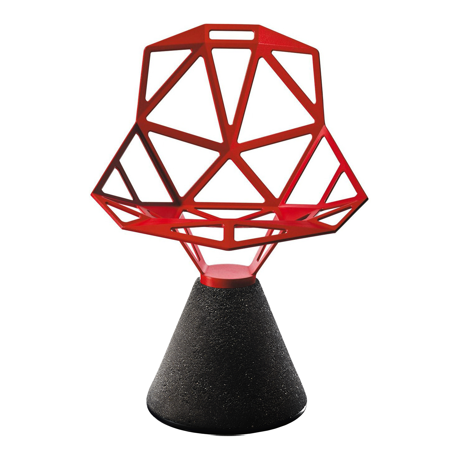 Magis - Chair One Drehstuhl Zementfuß schwarz - rot/BxHxT 55x80x59cm/Titan und Polyester fluoriert lackiert/Zementfuß Ø35cm/Rückkehrmechanismus von Magis