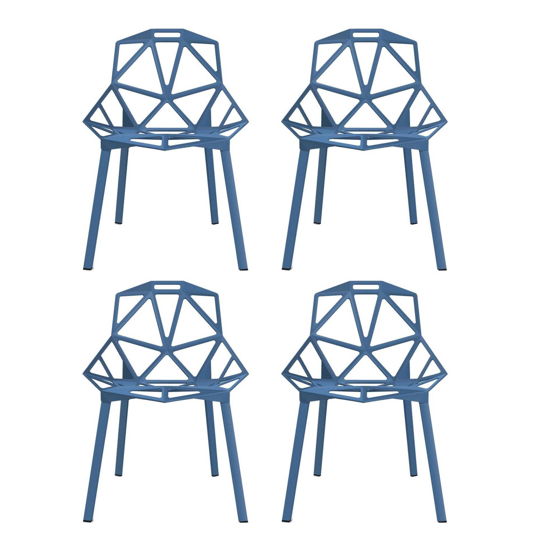 Magis - Chair One Stuhl stapelbar 4er Set - blau/Gestell Profilaluminium lackiert/BxHxT 55x82x59cm von Magis