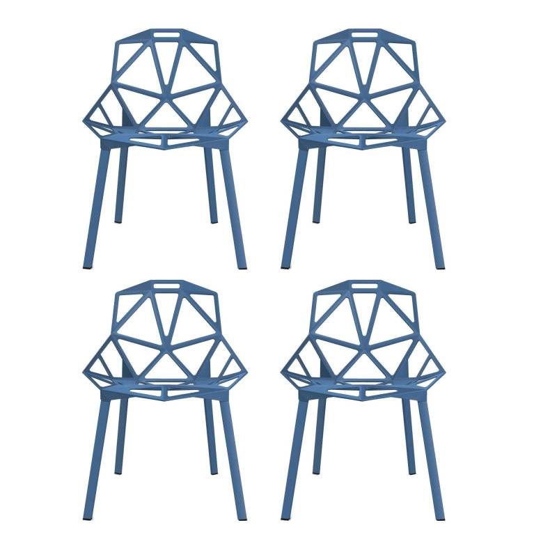 Magis - Chair One Stuhl stapelbar 4er Set - blau/Gestell Profilaluminium lackiert/BxHxT 55x82x59cm von Magis