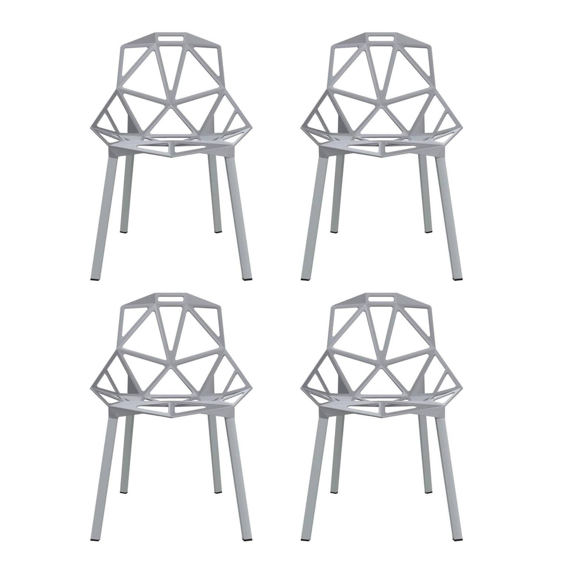 Magis - Chair One Stuhl stapelbar 4er Set - grau/Gestell Profilaluminium lackiert/BxHxT 55x82x59cm von Magis
