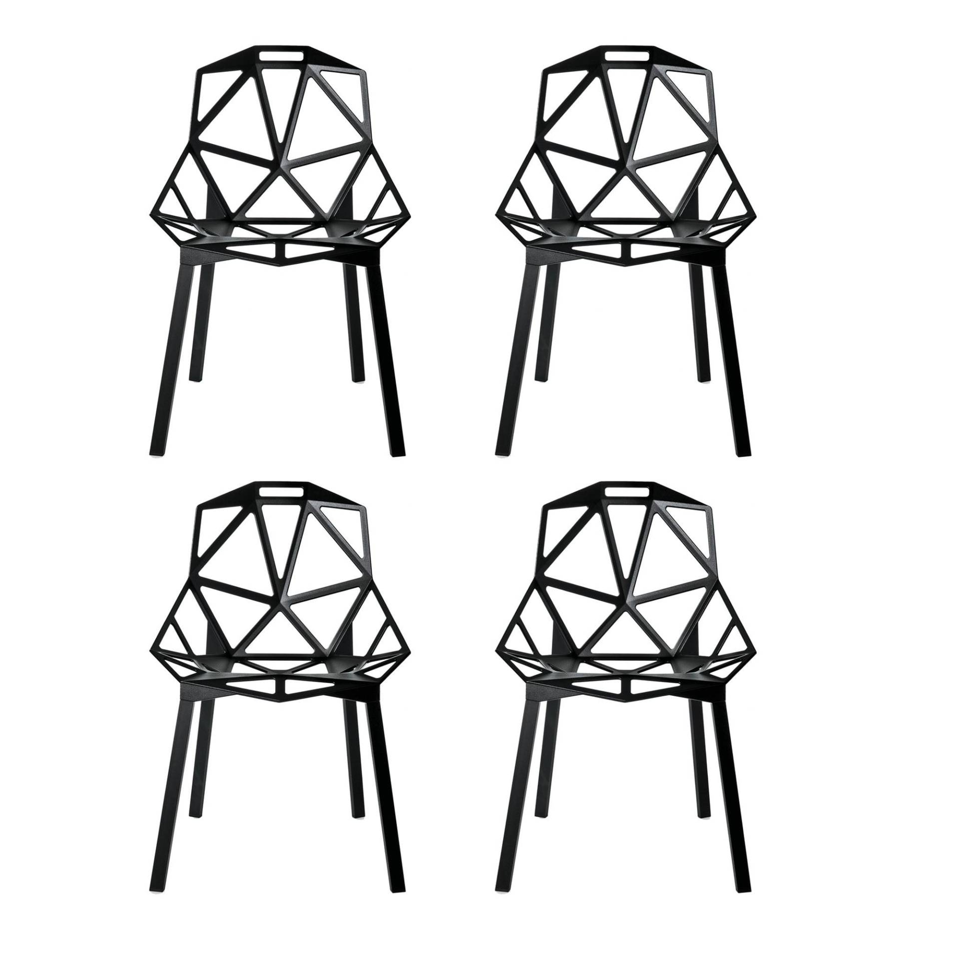 Magis - Chair One Stuhl stapelbar 4er Set - schwarz/Gestell Profilaluminium eloxiert/BxHxT 55x82x59cm von Magis